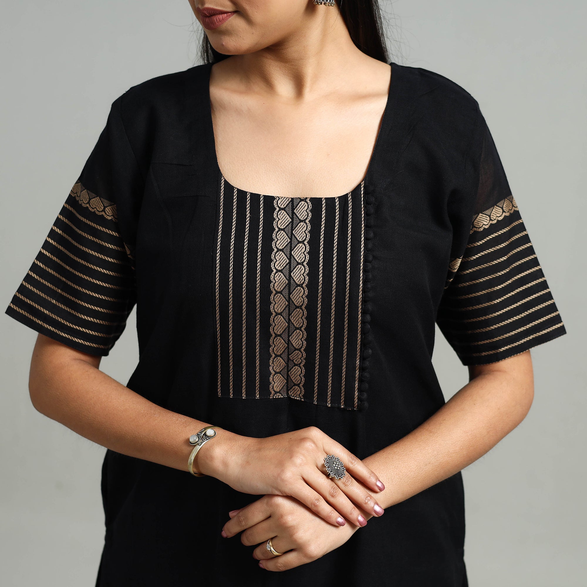 ITOKRI CASUALS Black - Cotton Dharwad Kurta Set with Palazzo & Dupatta 03 - view 7