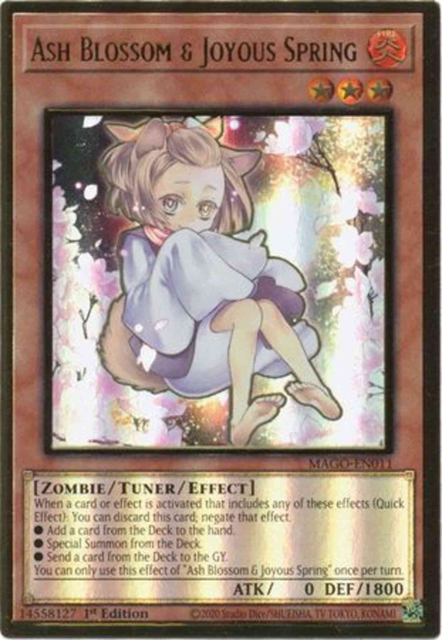 Ash blossom joyous – Yu-Gi-Oh! Ash Blossom & Joyous Spring (Alternate Art) - MAGO-EN011 - Premium Gold Rare - 1st Edition