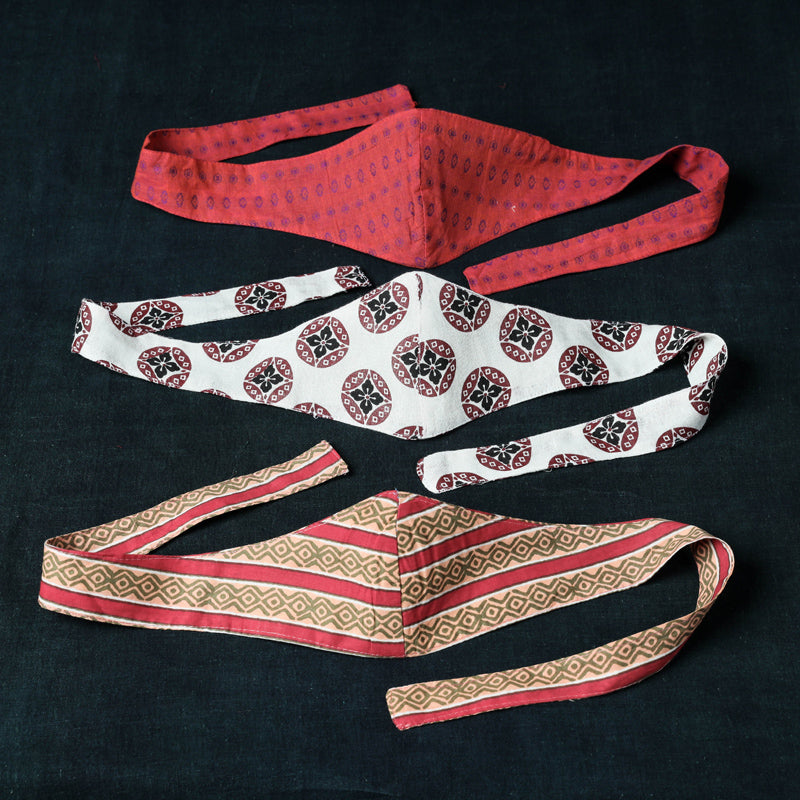 JALPARI Assorted Set of 3 - Bandana Head Wrap 3 Layer Cotton Fabric Unisex Face Cover Free Size