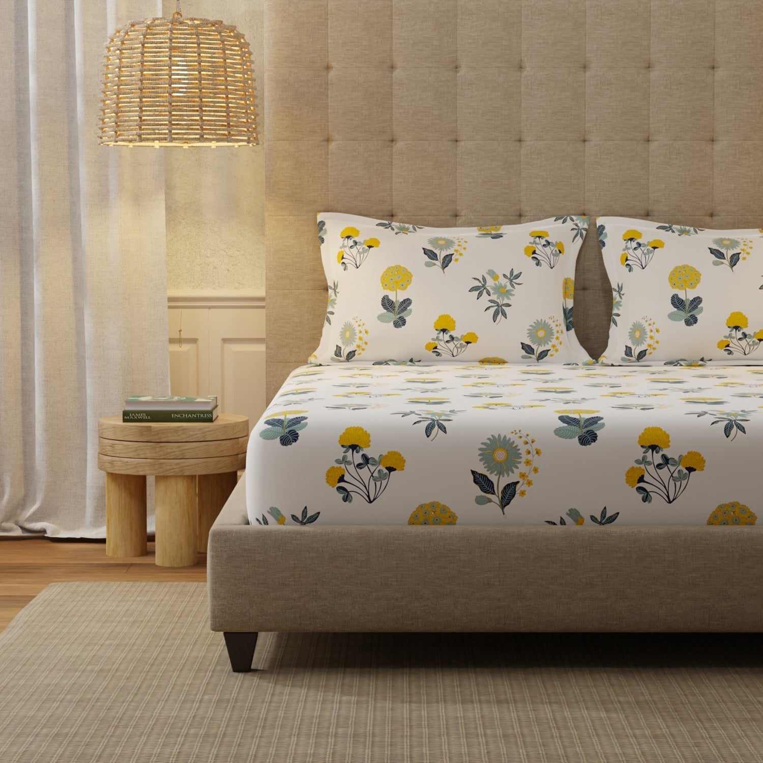 Urban Space -Home Furnishing Store Serene 200 TC 100% Cotton Single Bedsheet with Pillow Covers - Radiance White