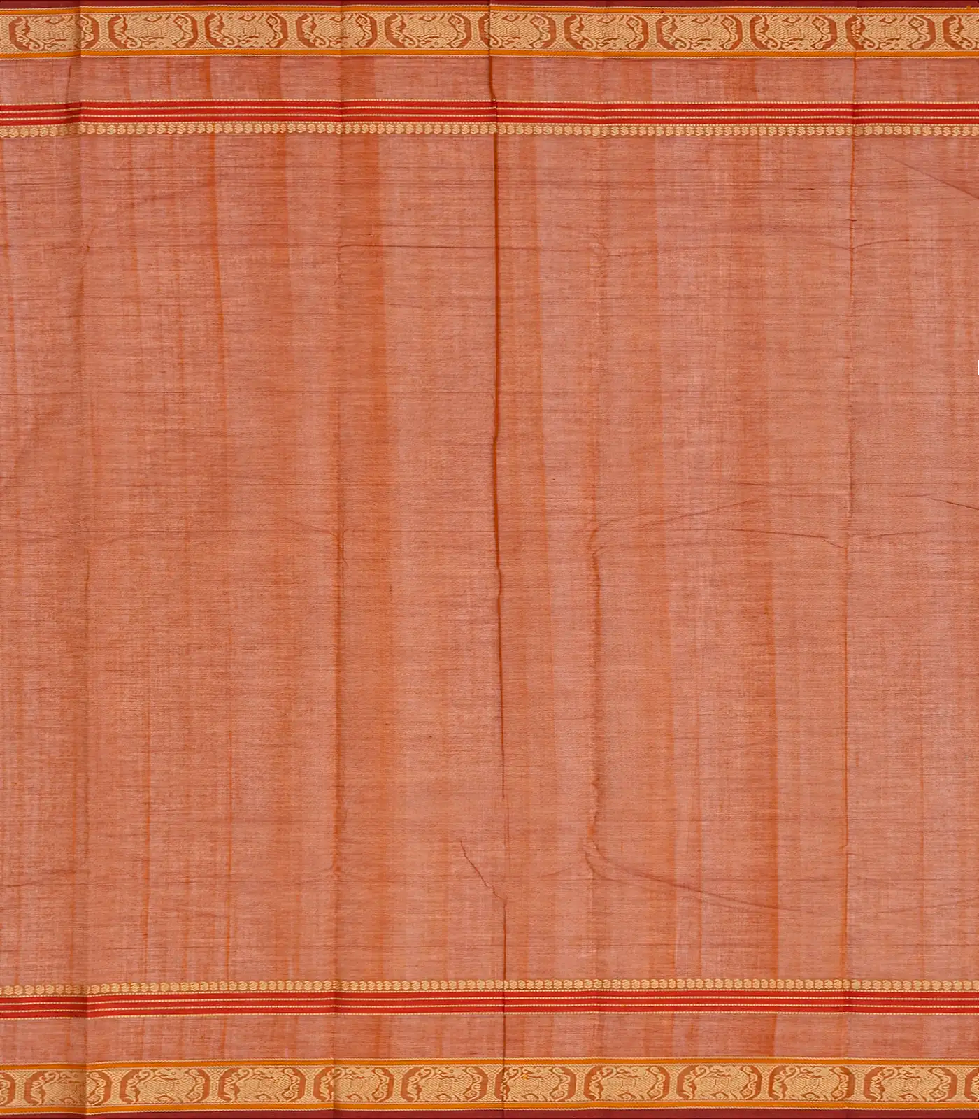 RmKV Rust Handloom Kanchi Cotton Saree With Checks - view 4