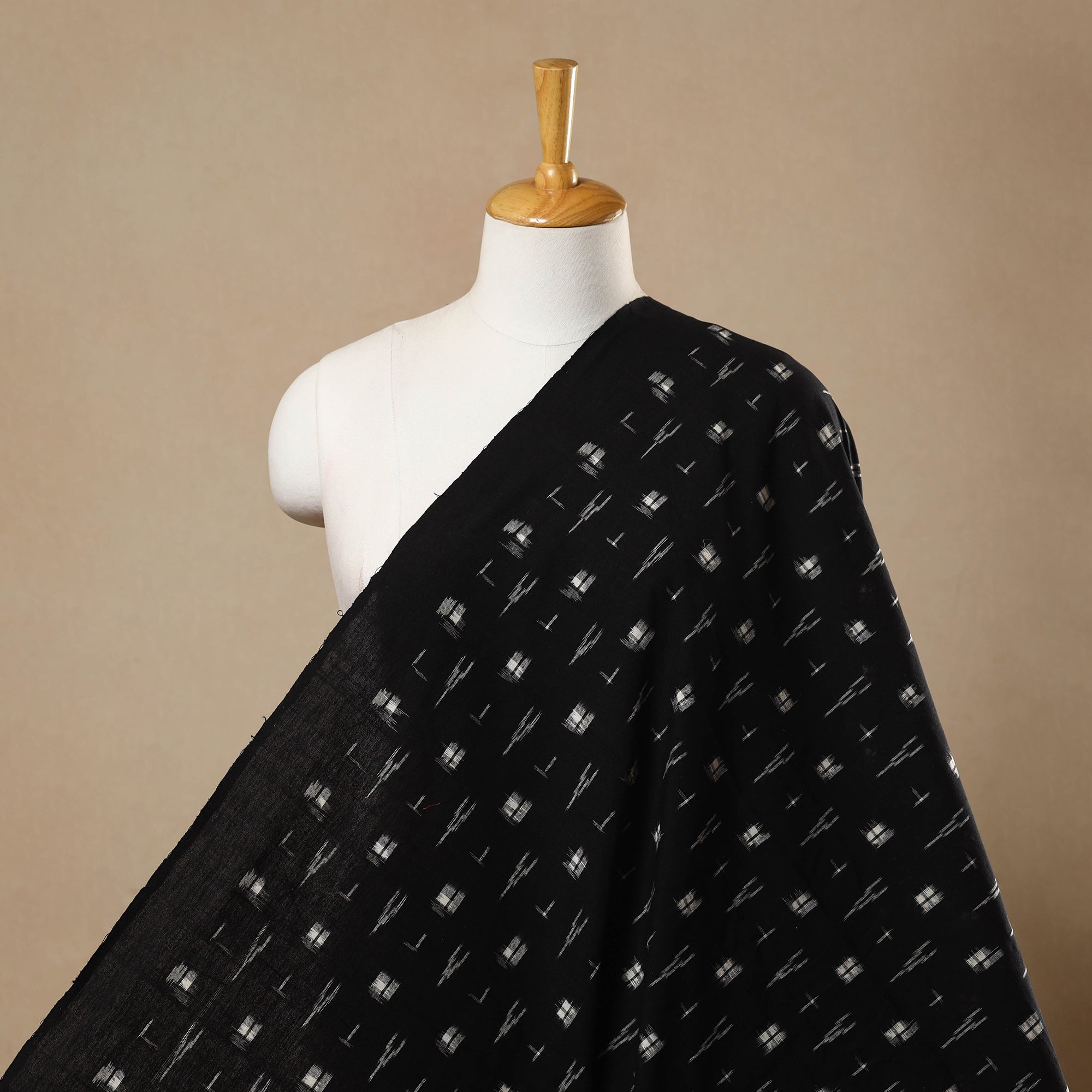 SOUTH KARGHA Black - Handloom Cotton Pochampally Double Ikat Fabric 14