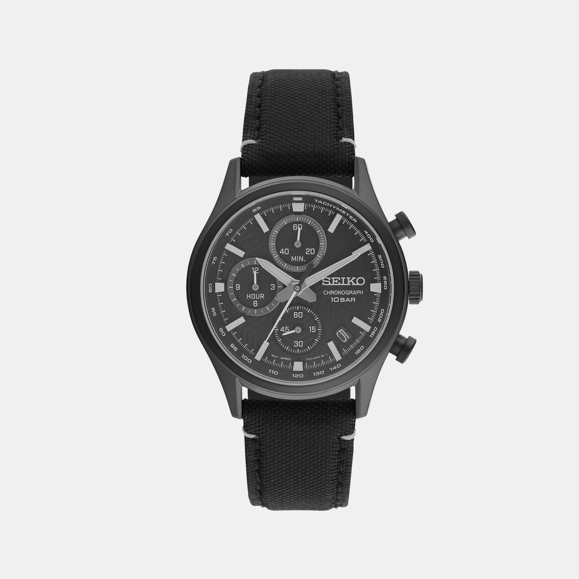 Seiko Dress Men Quartz Black Dial Chronograph Leather Watch SSB421P1