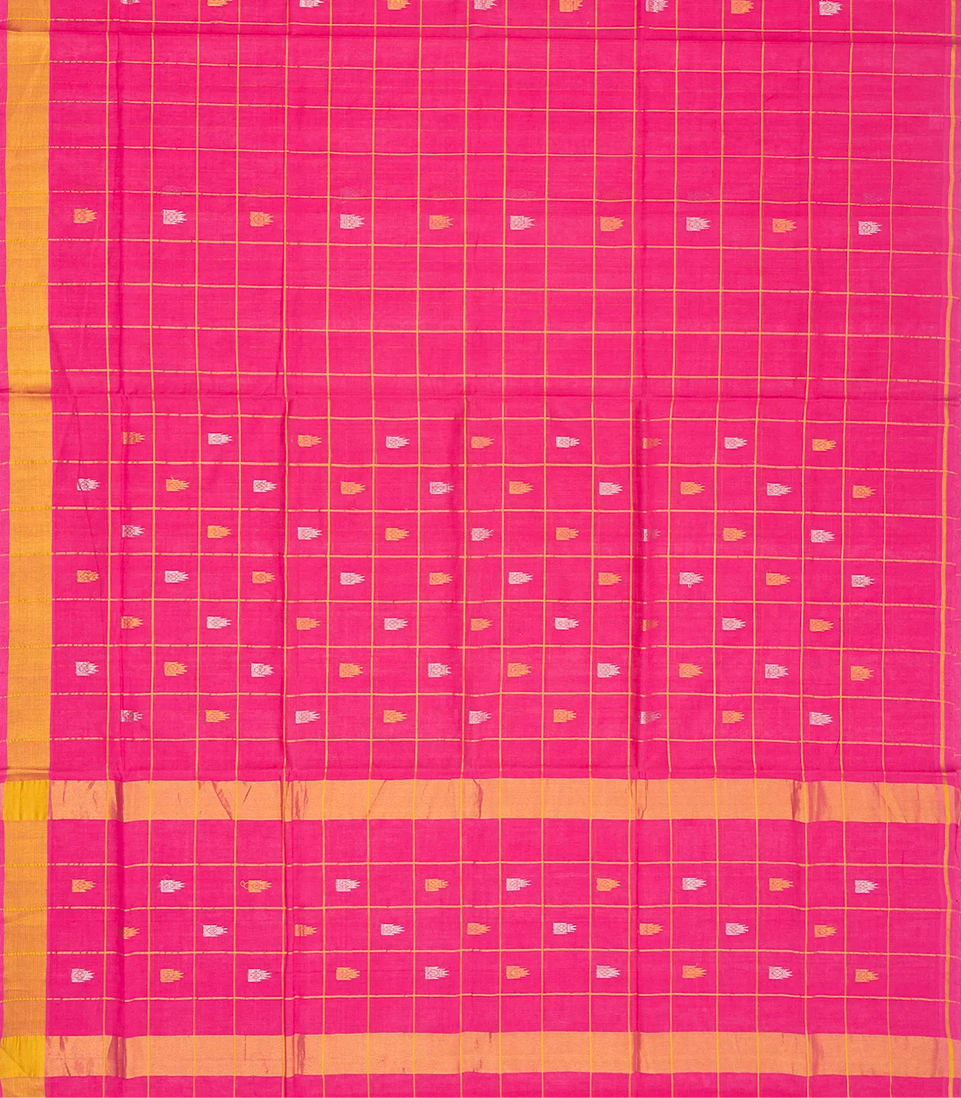 RmKV Hot Pink Handloom Venkatagiri Cotton Saree With Checks & Buttas - view 2