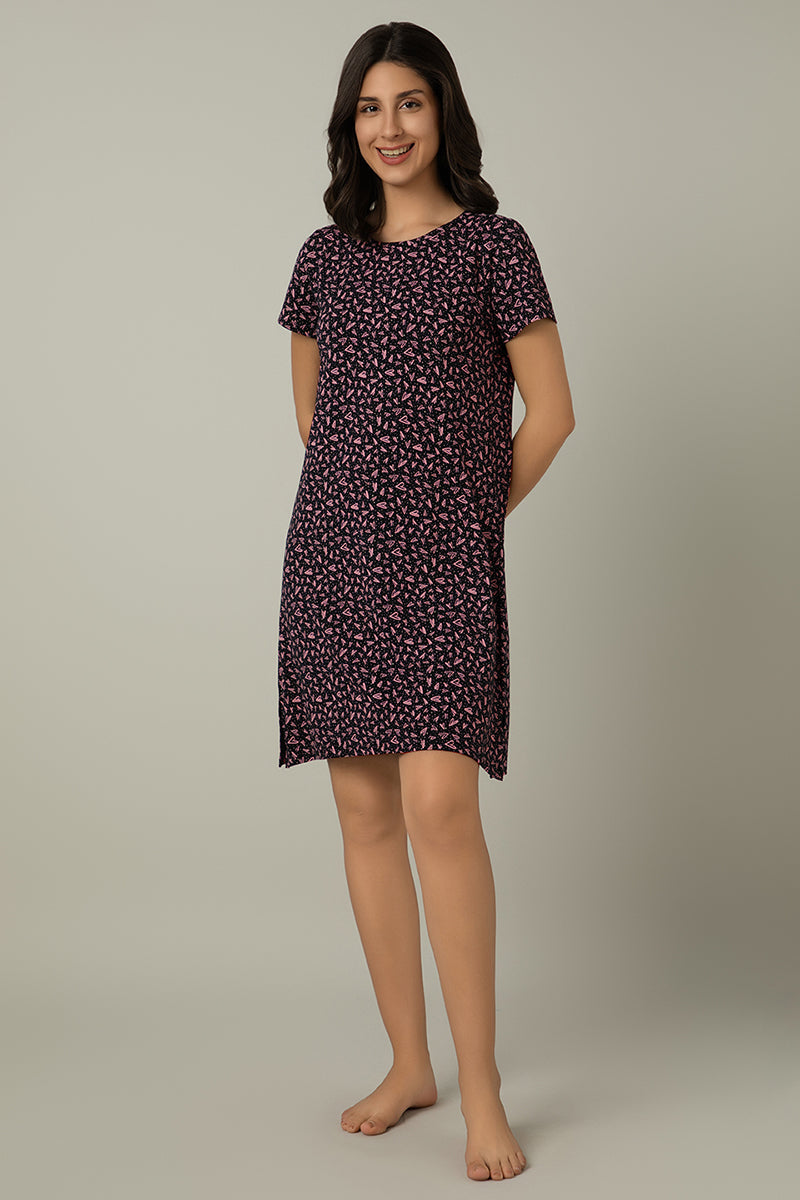 Amante Comfort Sleep Dress - Polka Heart Print