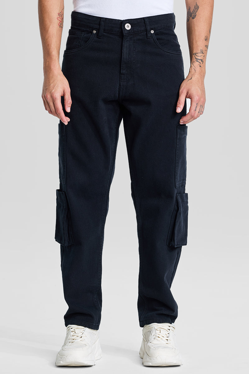 SNITCH Navy Baggy Fit Jeans - view 5
