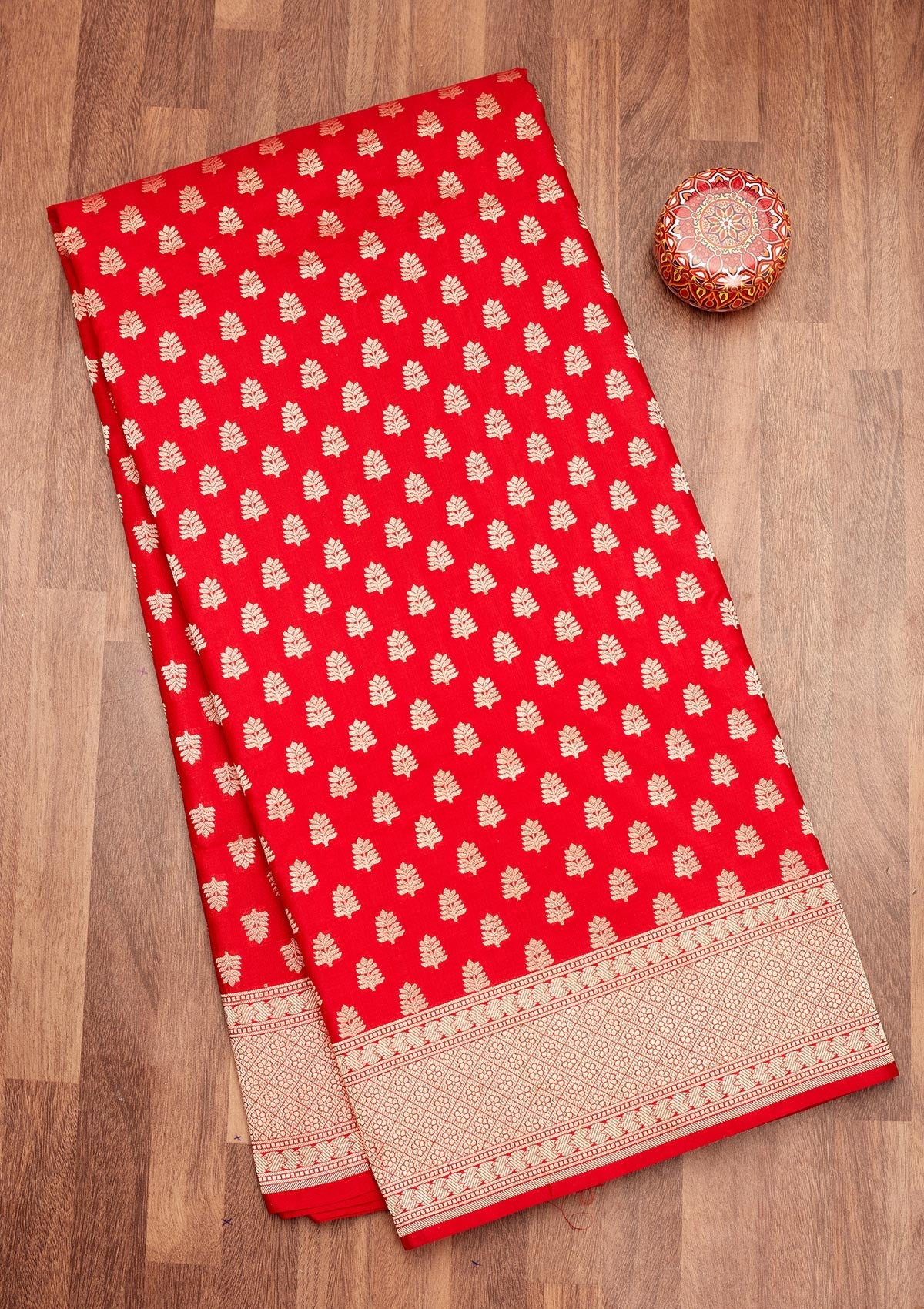 Koskii Red Zariwork Pure Silk Saree – Women's