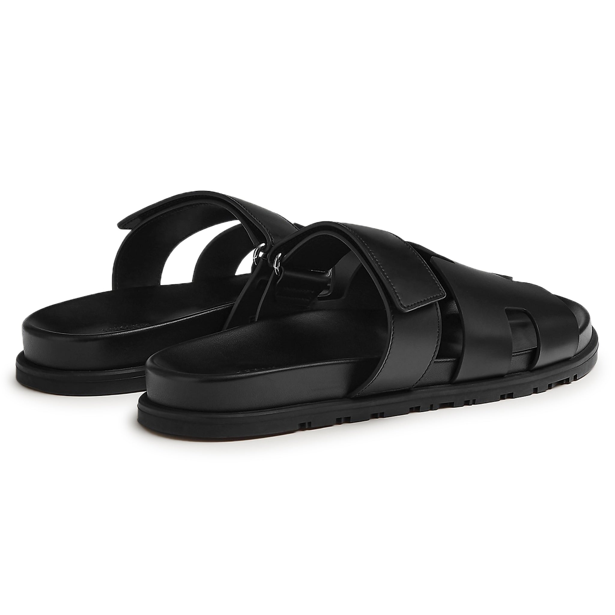 Hermès Paris Chypre Leather Black Sandals - view 3