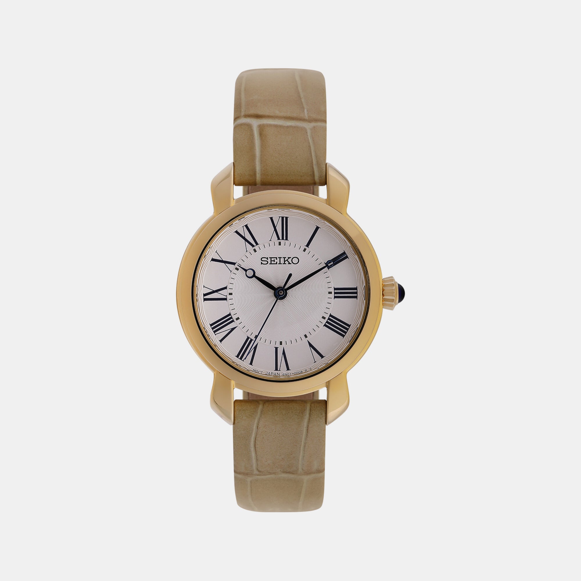 Seiko Dress Women Quartz White Dial Analog Leather Watch SUR626P3