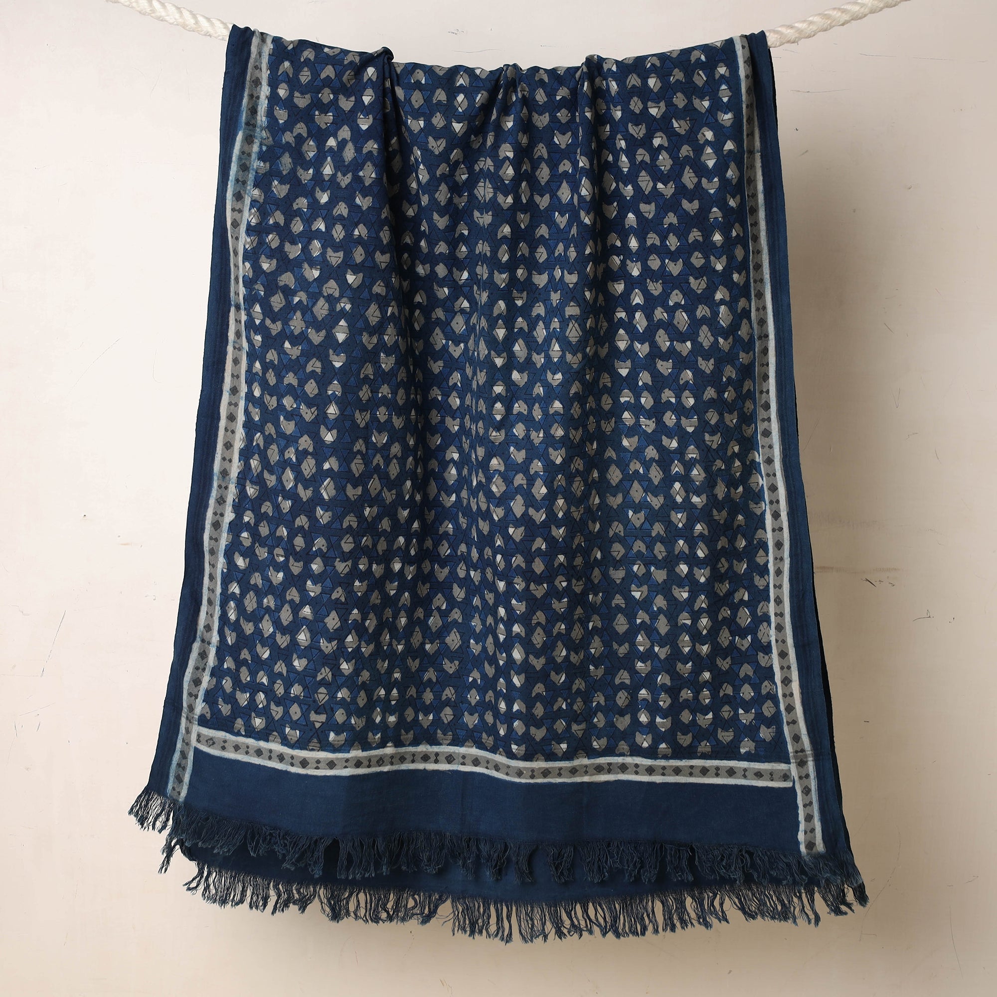 ITOKRI CRAFTS INITIATIVE Blue - Akola Block Printed Pure Handloom Cotton Towel - view 2