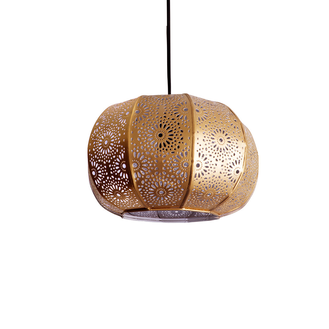 EXCLUSIVELANE 'Moroccan Grandeur' Hand-Etched Pendant Lamp In Iron (8 Inch, Matte Finish) - view 4