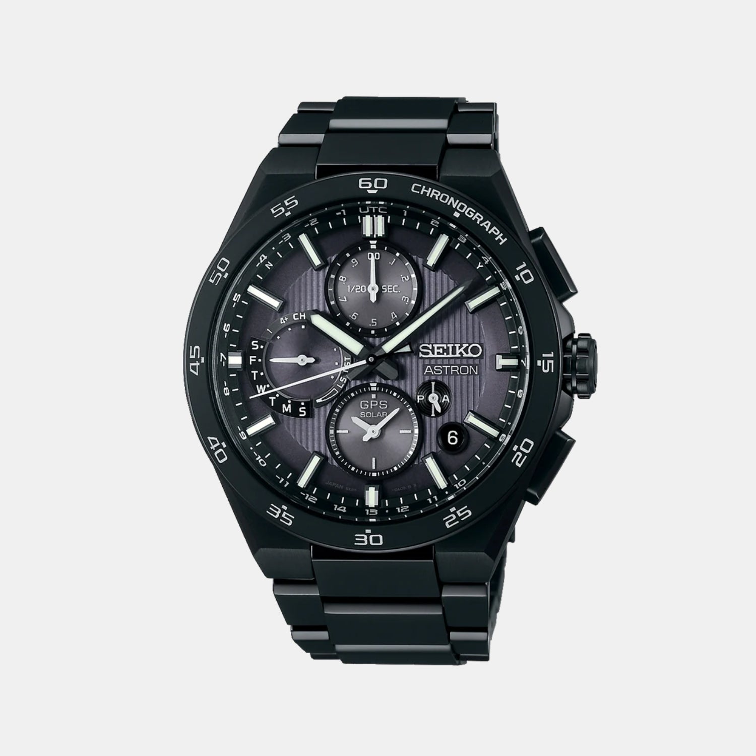 Seiko Astron Men Solar Sparkling Blue Dial Chronograph Stainless Steel Watch SSH145J1