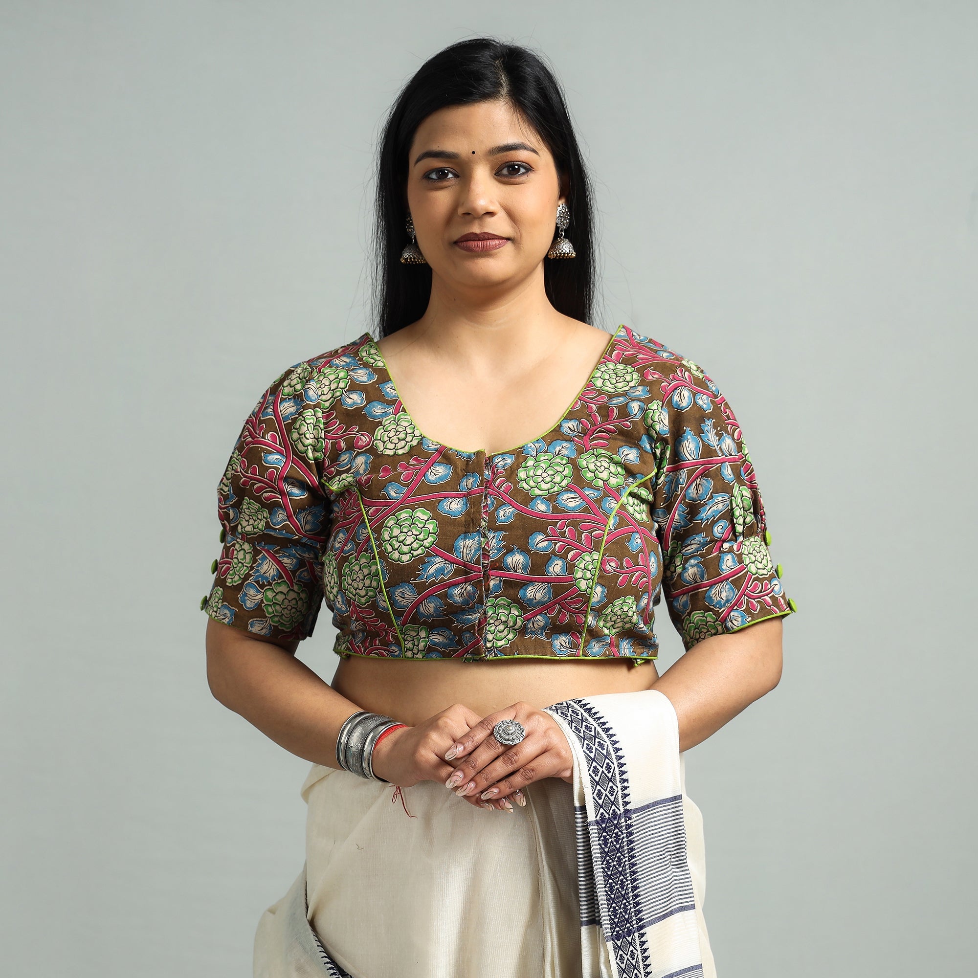 ITOKRI CASUALS Brown - Kalamkari Printed Cotton Stitched Blouse - view 2