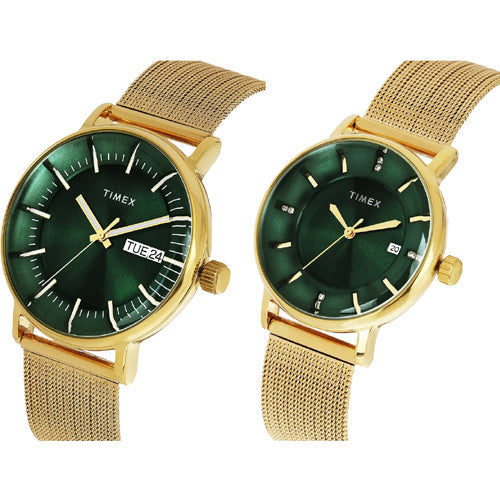 Timex Green Round Dial Analog Pair's Watch 43mm & 36 mm TW00PR324 - view 2