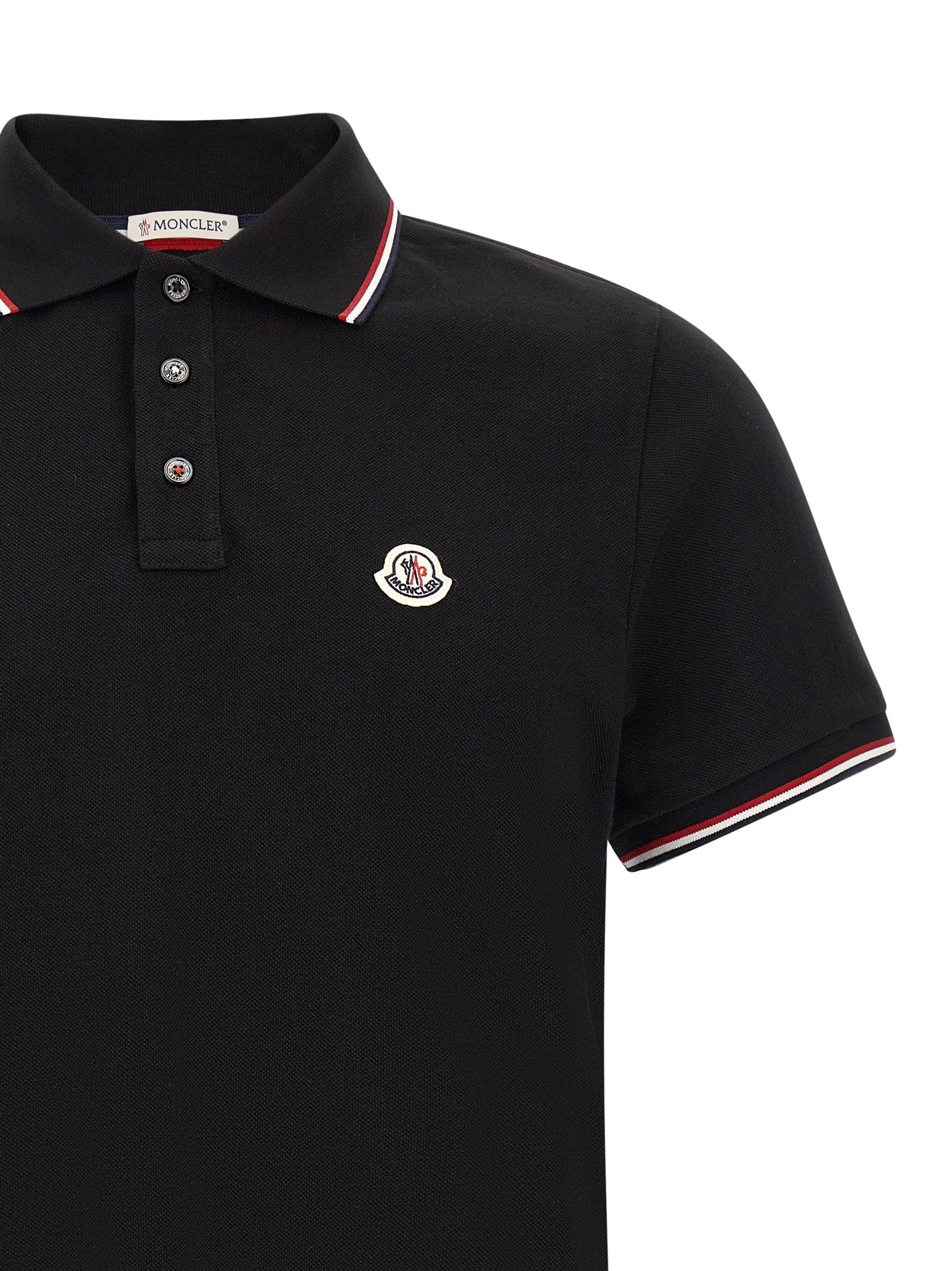 Moncler Tricolor Trim Polo Shirt – 100% cotton - view 3
