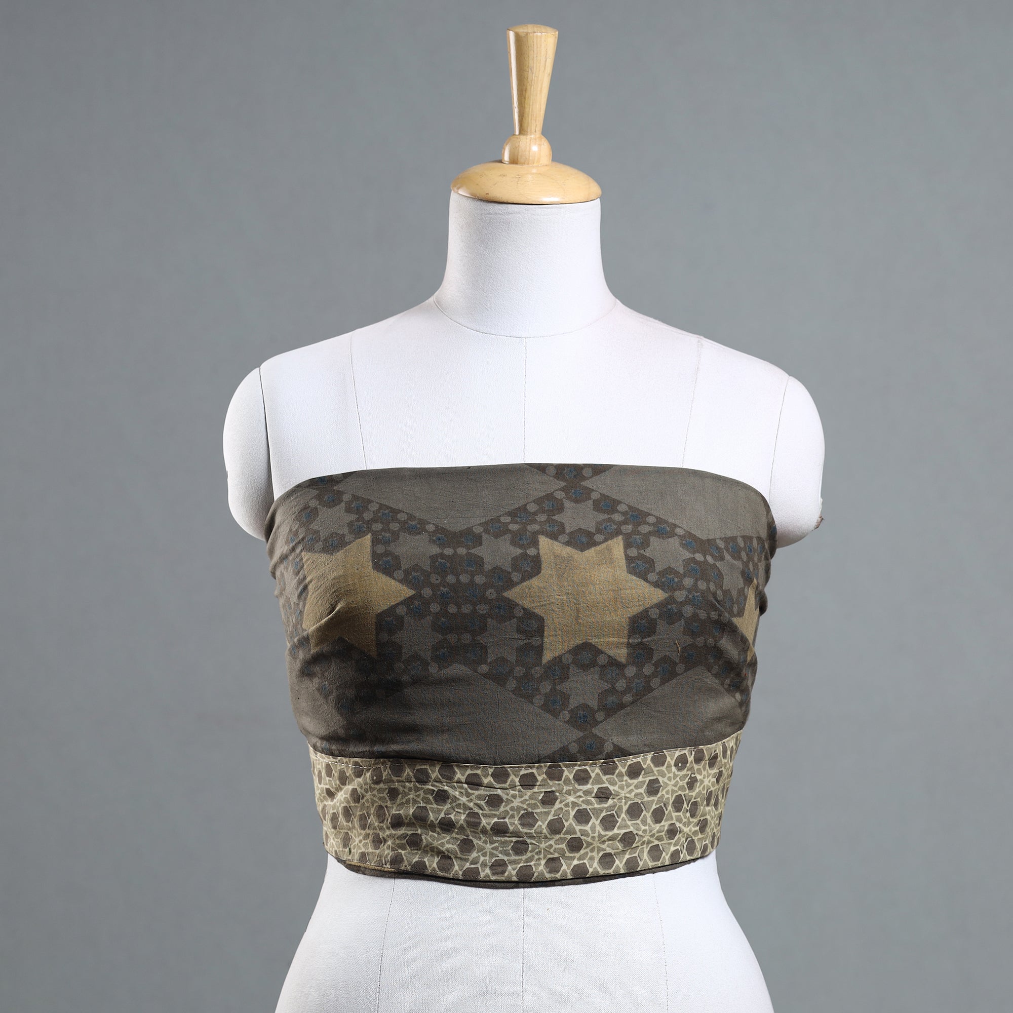 NOORI BAZAR Brown - Ajrakh Block Printed Cotton Blouse Piece