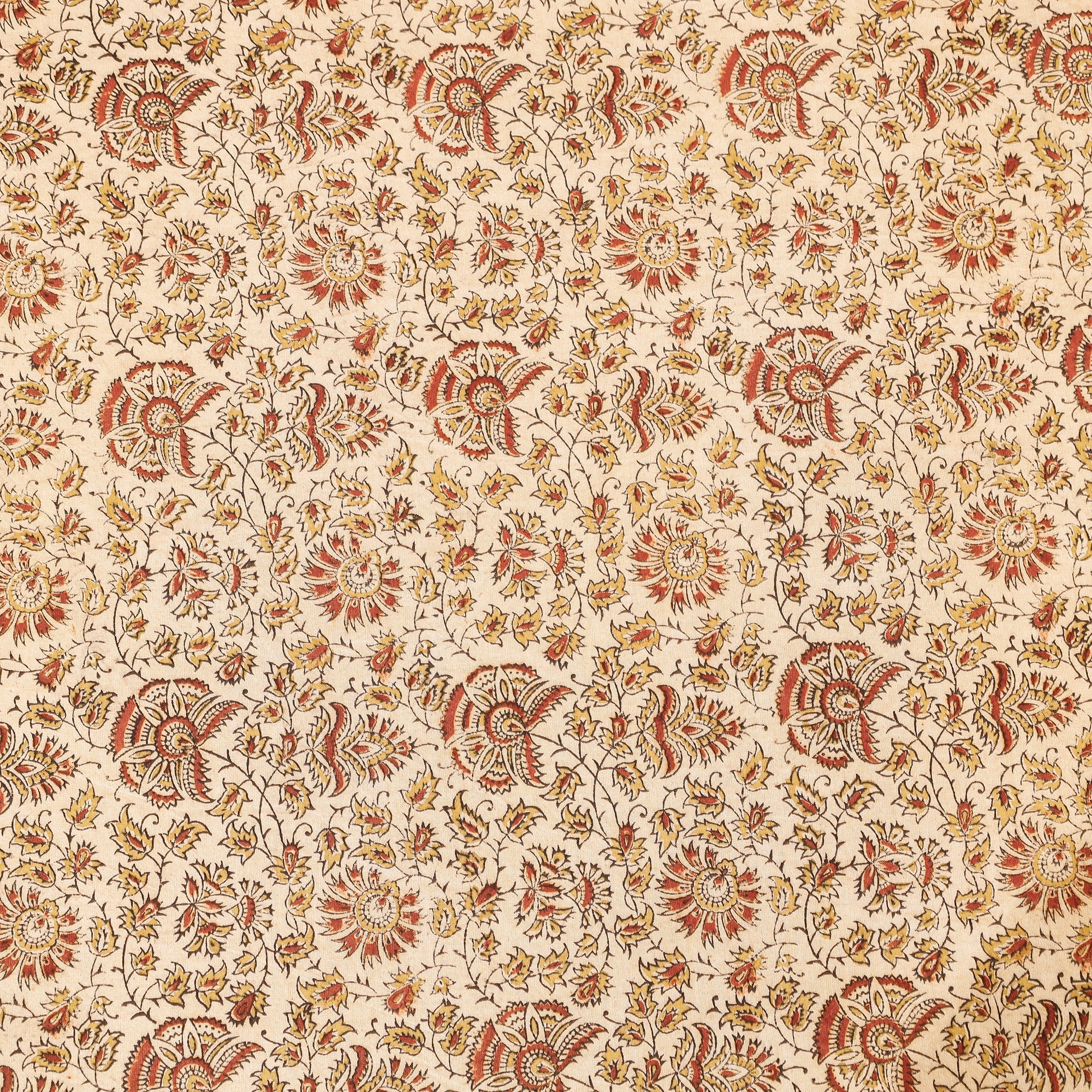 PITCHUKA SRINIVAS KALAMKARI PEDANA Beige - Pedana Kalamkari Block Printing Cotton Double Bed Cover (111 x 94 in) - view 4