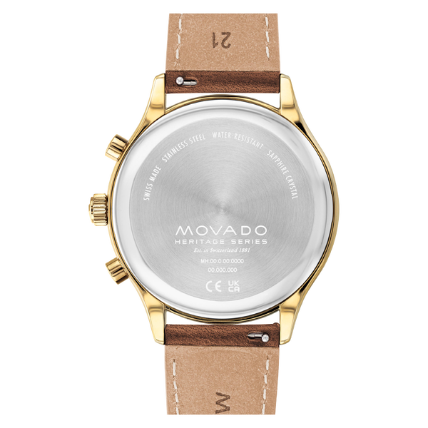 Movado Calendoplan Navy Dial & Brown Leather Strap Watch for Men - view 2