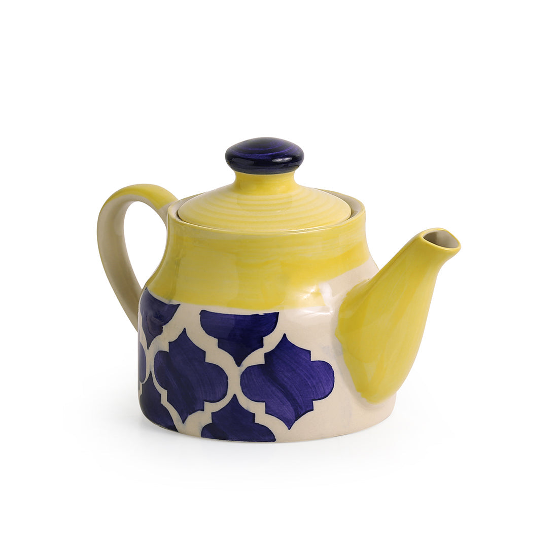 EXCLUSIVELANE 'Sea-Tea' Handpainted Tea Cups & Kettle Set With Tray In Ceramic - view 4