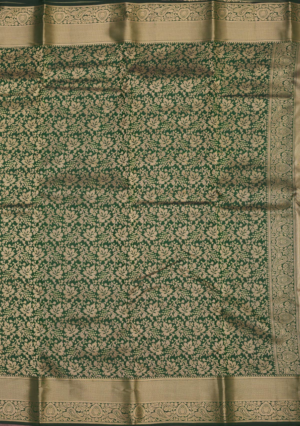 Koskii Bottle Green Zariwork Pure Silk Saree – Women's - view 6
