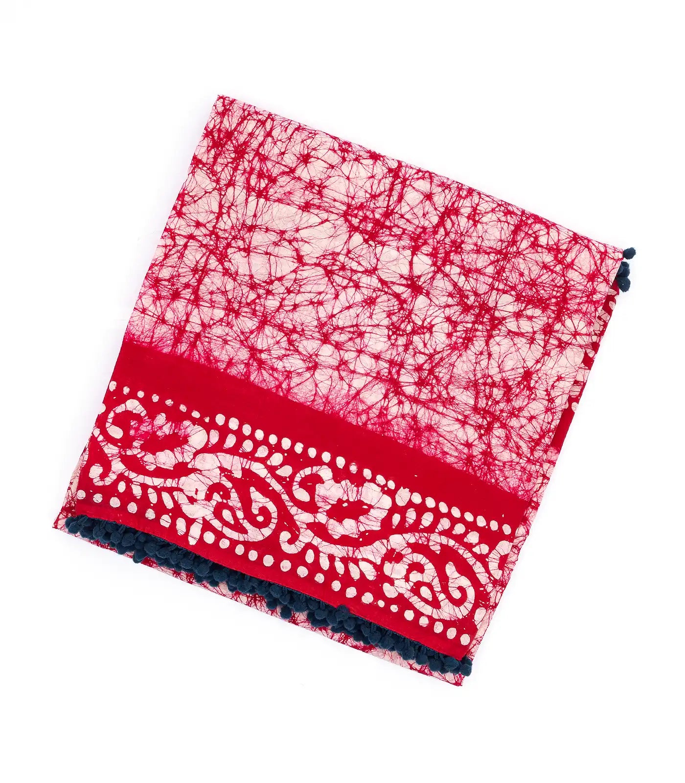 RmKV Taupe Jaipur Cotton Saree With Tie & Dye Motifs & Red Border
