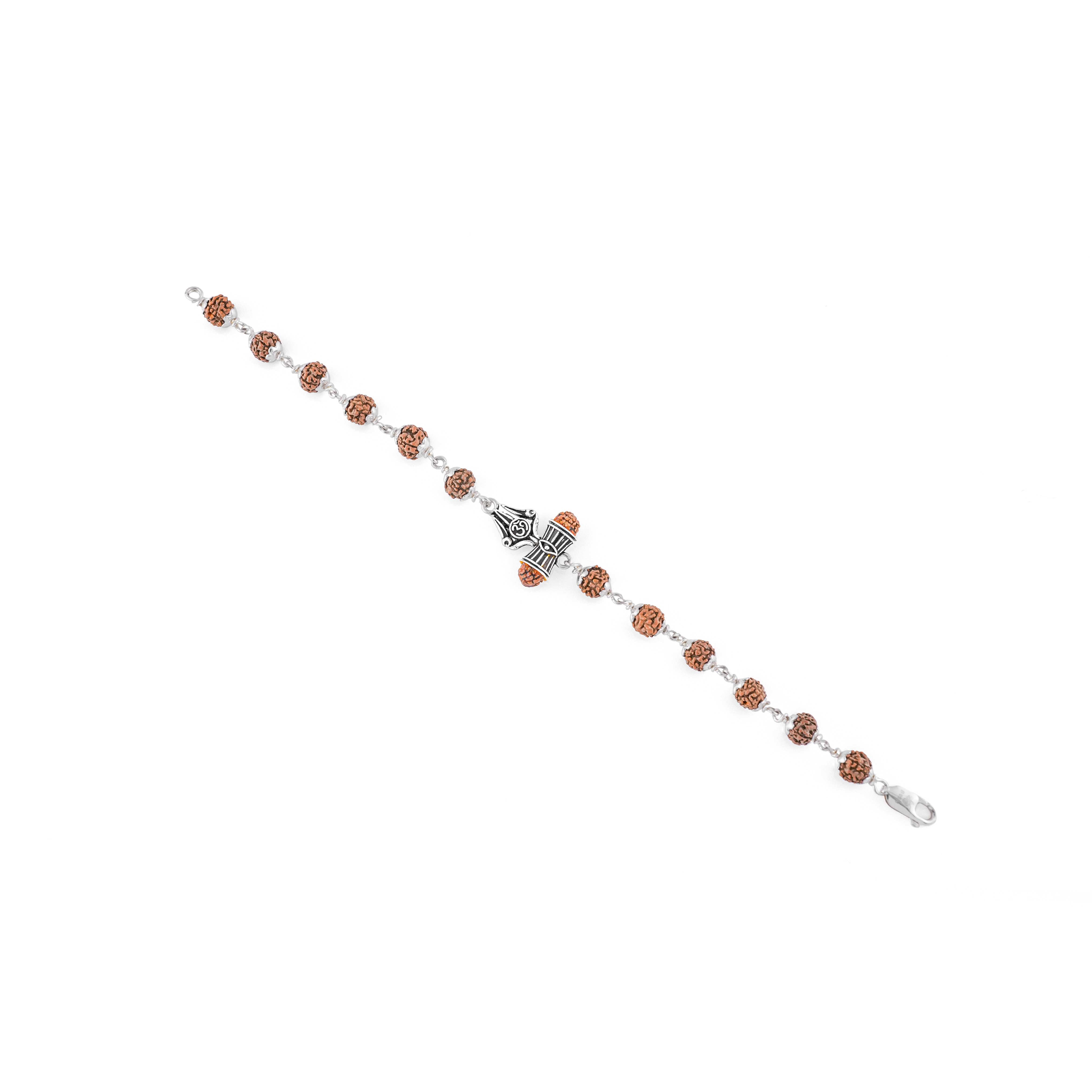 Prinjal Jewellers Rudraksha Silver Om Trishul Bracelet - view 4