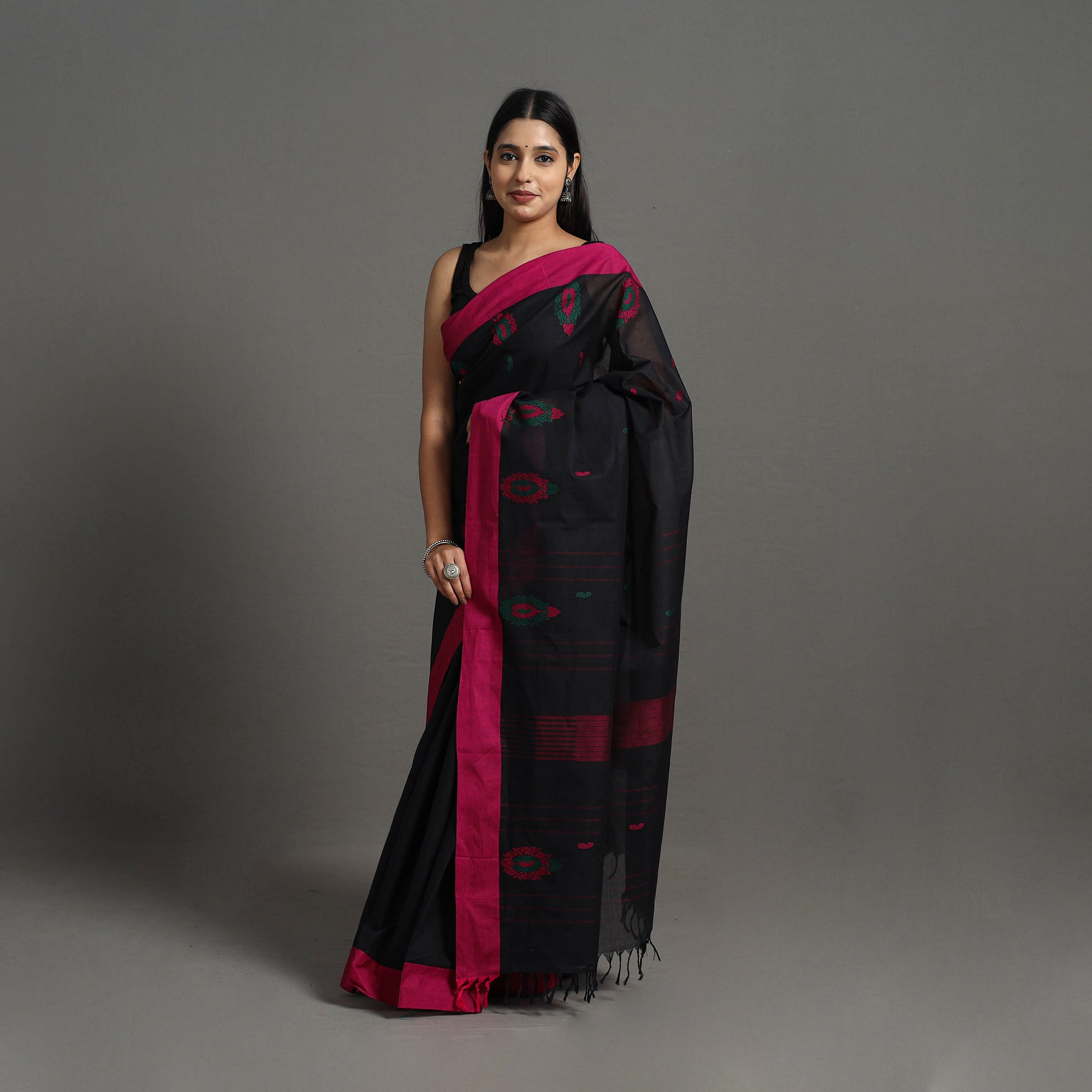 SOUTH KARGHA Black - Kanchipuram Cotton Saree with Buta 55