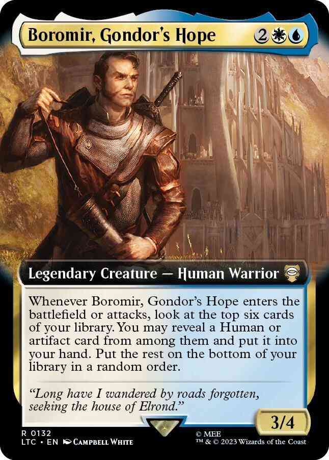 Hope 132 extended – Magic Boromir, Gondor's Hope [132] [Extended Art] [The Lord of the Rings: Tales of Middle-earth: Commander] [Non-Foil]