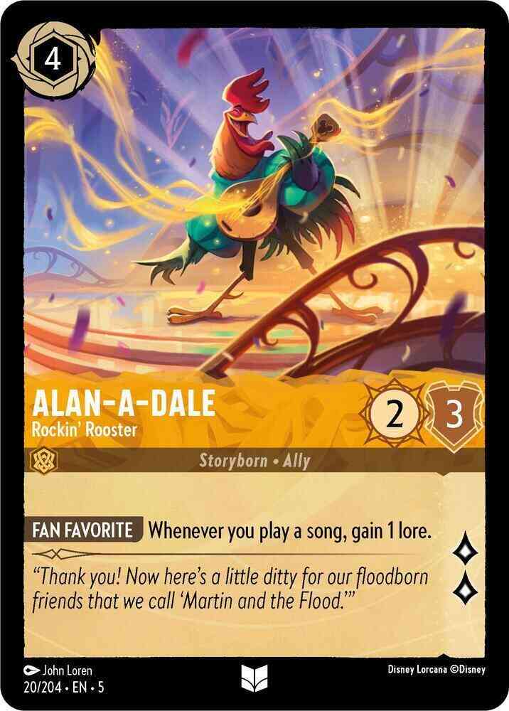 204 shimmering skies – Lorcana Alan-A-Dale - Rockin' Rooster - 20/204 [Shimmering Skies] [Non-Foil]
