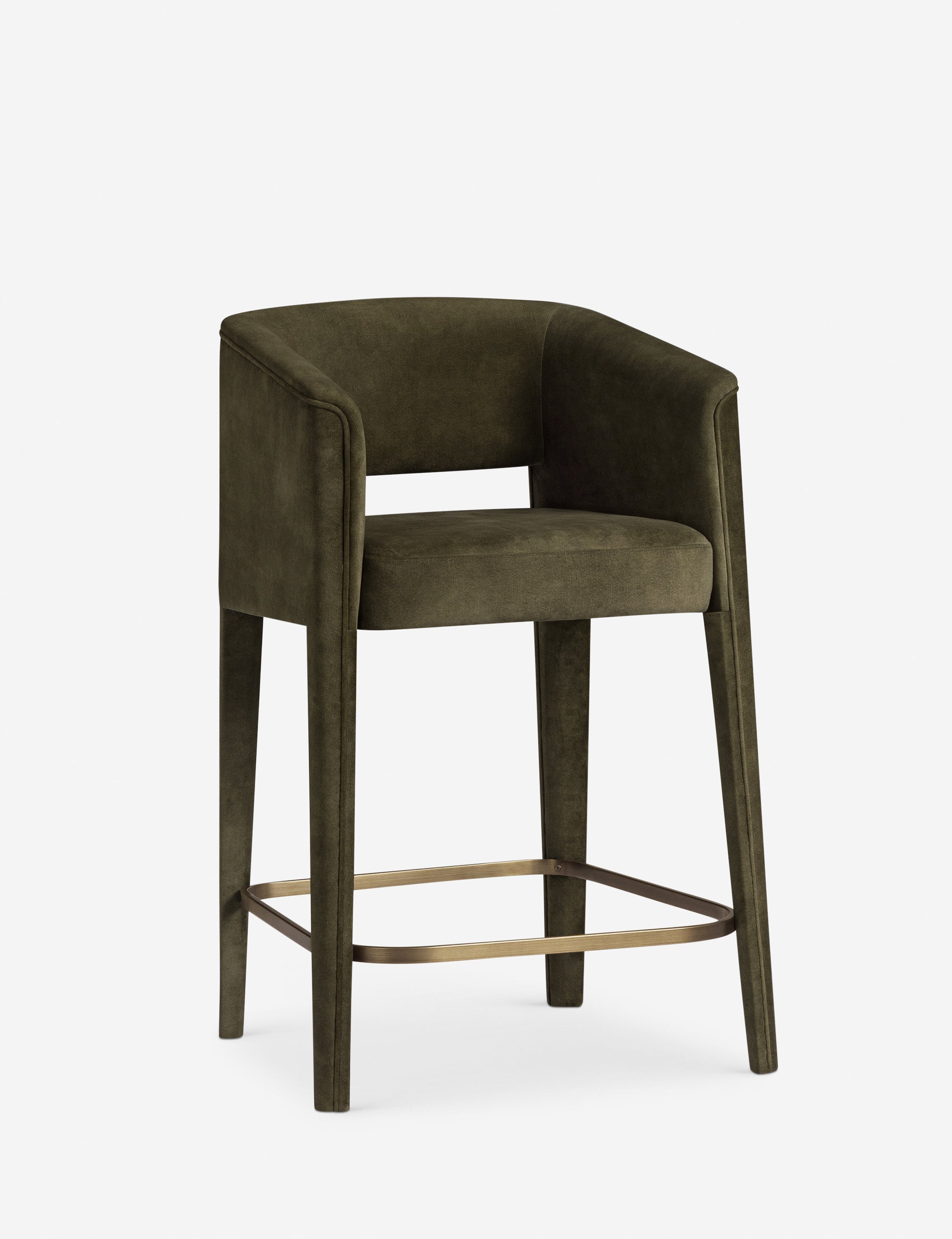 Lulu and Georgia Velez Counter Stool – Olive Velvet - view 2