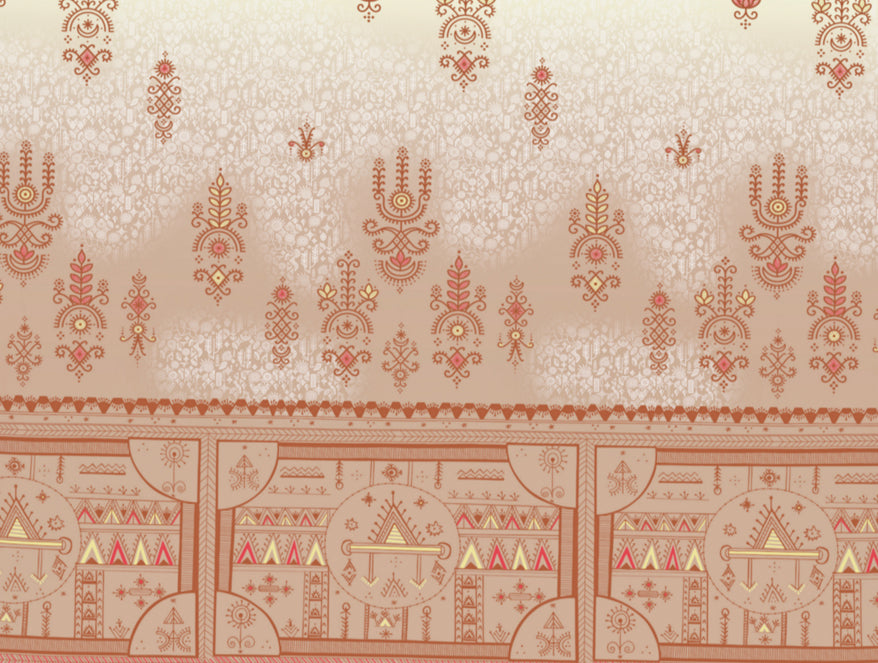 Spaces India Godna Ornate Beige 100% Cotton King Size Bedsheet - Rangana by Spaces - view 7