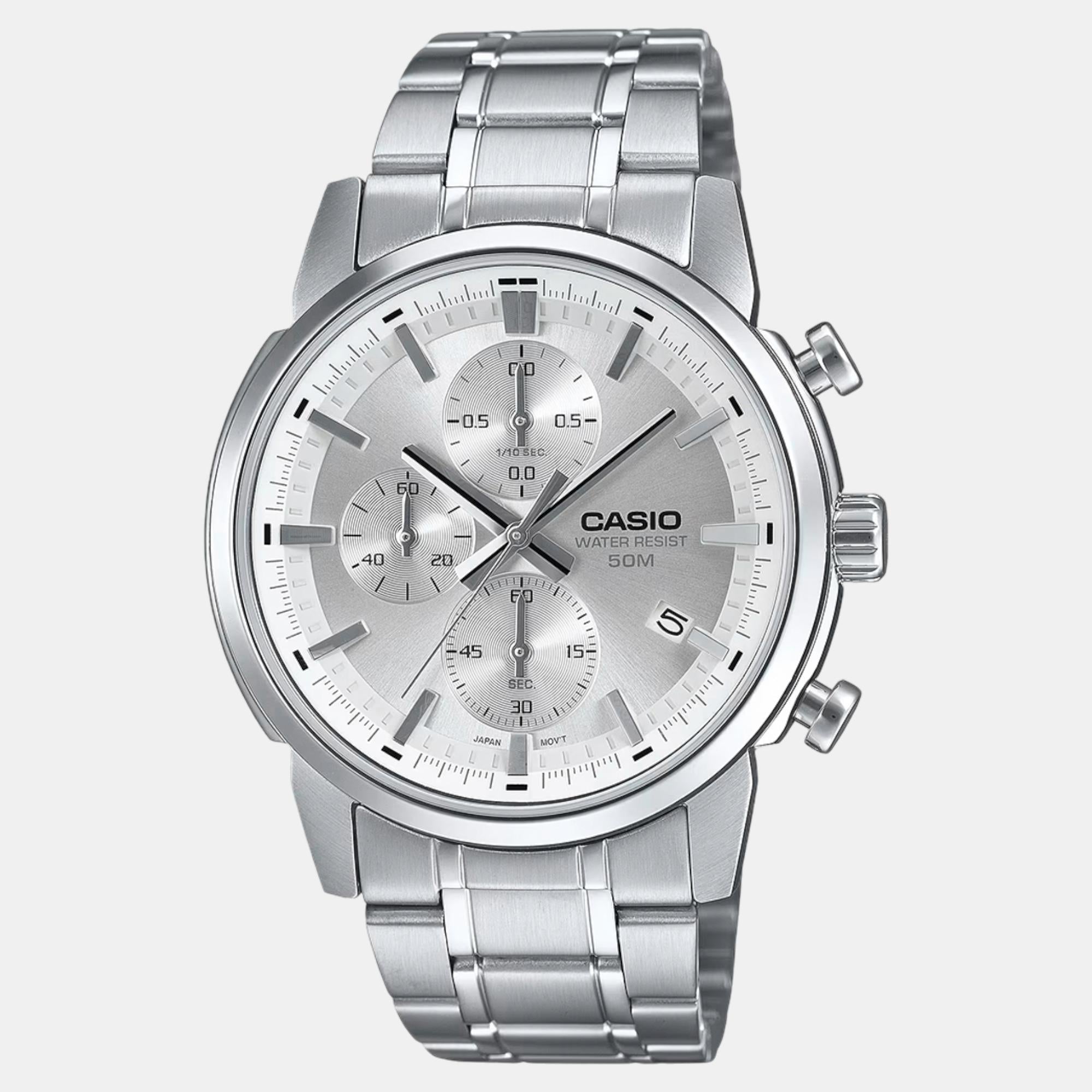 Casio Enticer Men Quartz Silver Dial Chronograph Stainless Steel Watch A2305