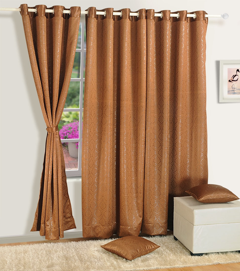 Swayam India Brown Jacquard Blackout Curtains – 2051 - view 2