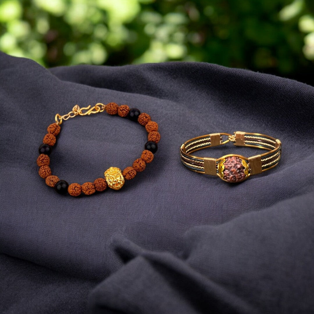 Bracelet combo – Soultheory Lion Rudraksha Bracelet + Pure Copper Bracelet (Combo)