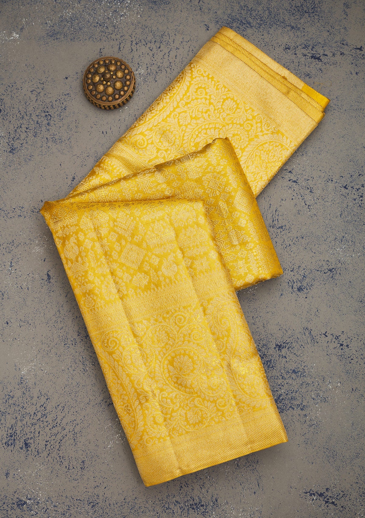 Koskii Lemon Yellow Zariwork Pure Silk Saree – Women's