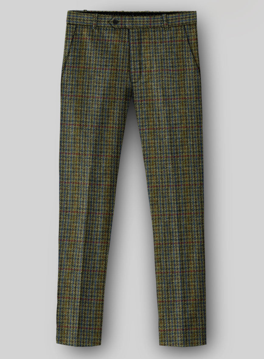 StudioSuits Harris Tweed Moss Green Houndstooth Pants