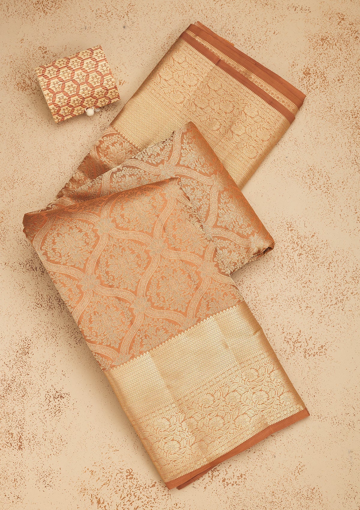 Koskii Brown Zariwork Pure Silk Saree – Women's