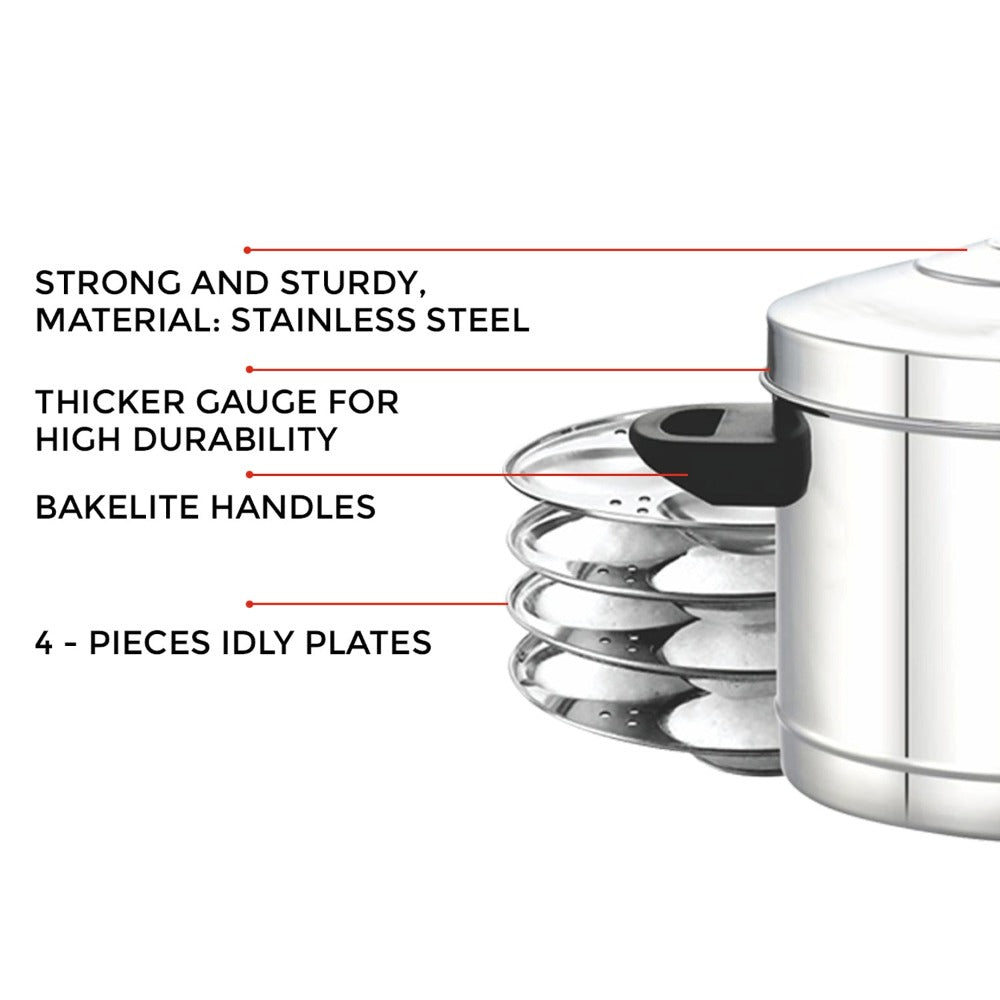 AVIAS Stainless Steel Idly Cooker | Induction And Gas Stove Base | 4 Plates - view 5