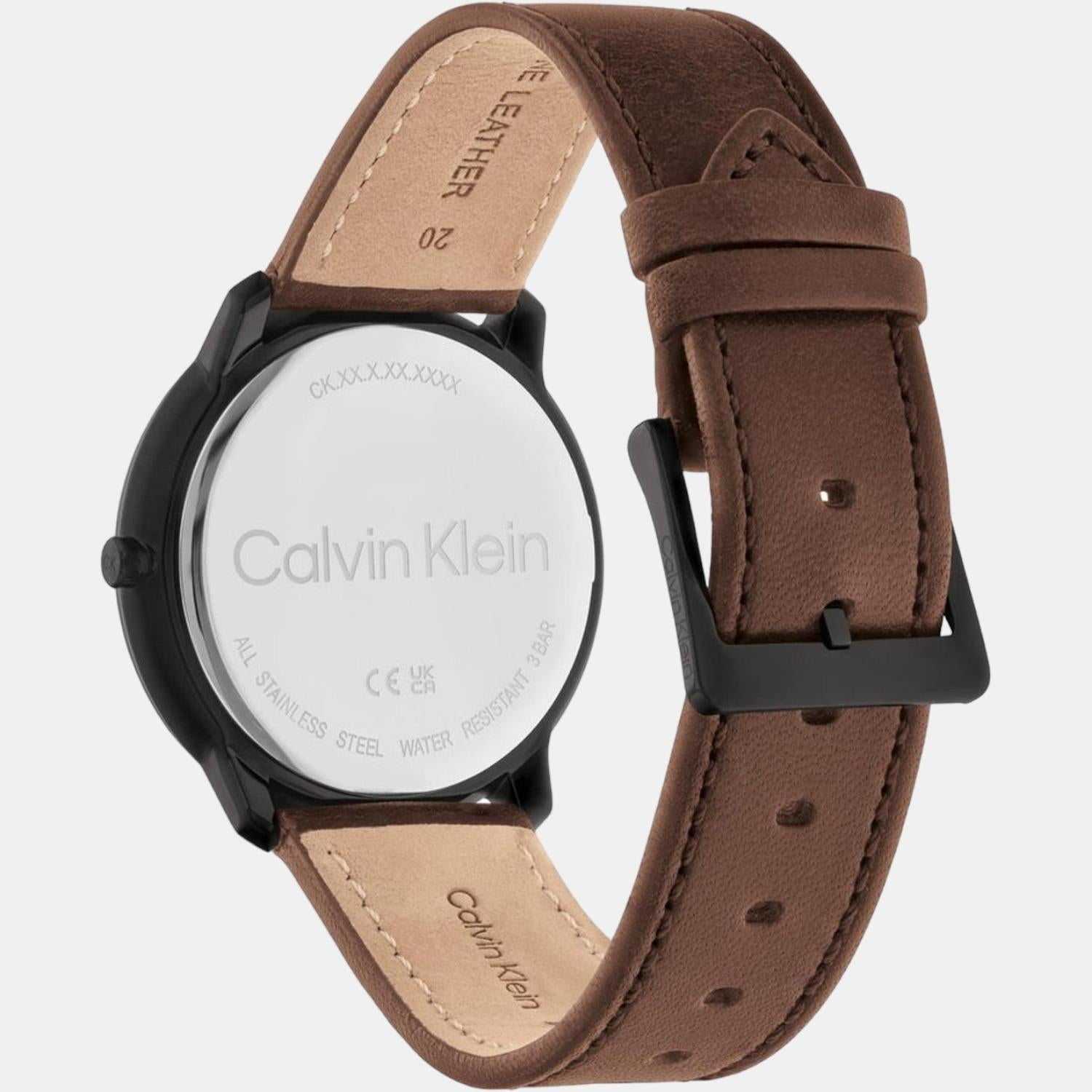 Calvin Klein Ck Iconic Men Quartz Black Dial Analog Leather Watch 25200155 - view 2
