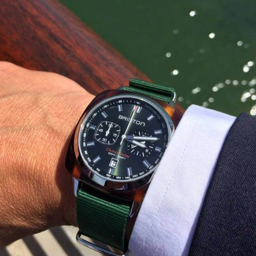Briston Clubmaster Sport Men Quartz Green Dial Chronograph Nato Watch 17142.SA.TS.10.NBG - view 2