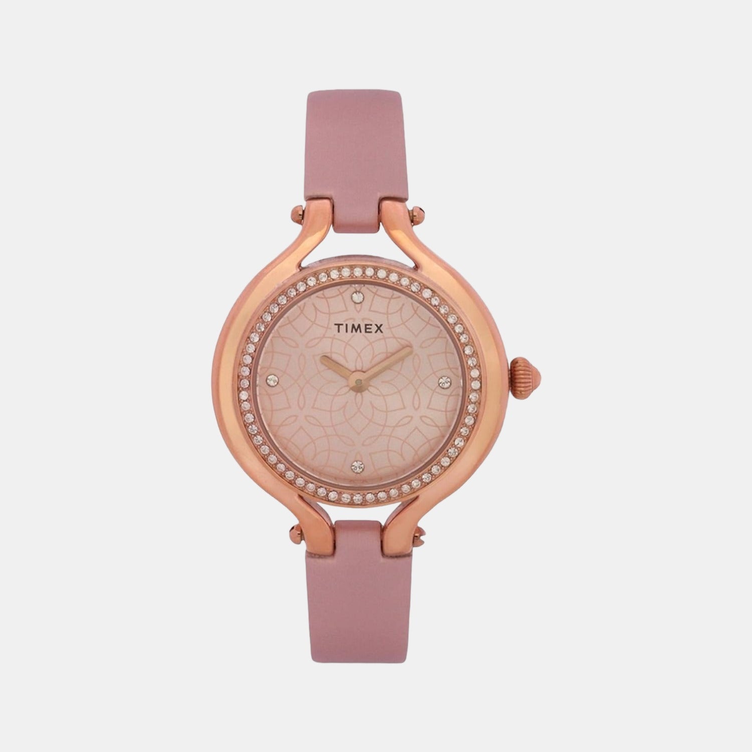 Timex Fria Women Quartz Pink Dial Analog Leather Watch TWEL14000