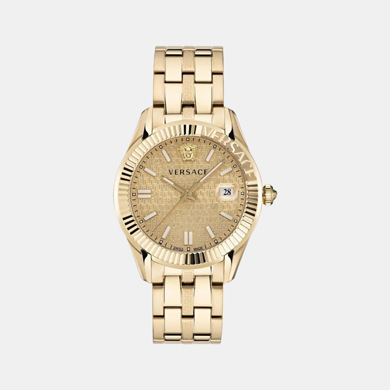 Versace Greca Men Quartz Gold Dial Analog Stainless Steel Watch VE3K00522
