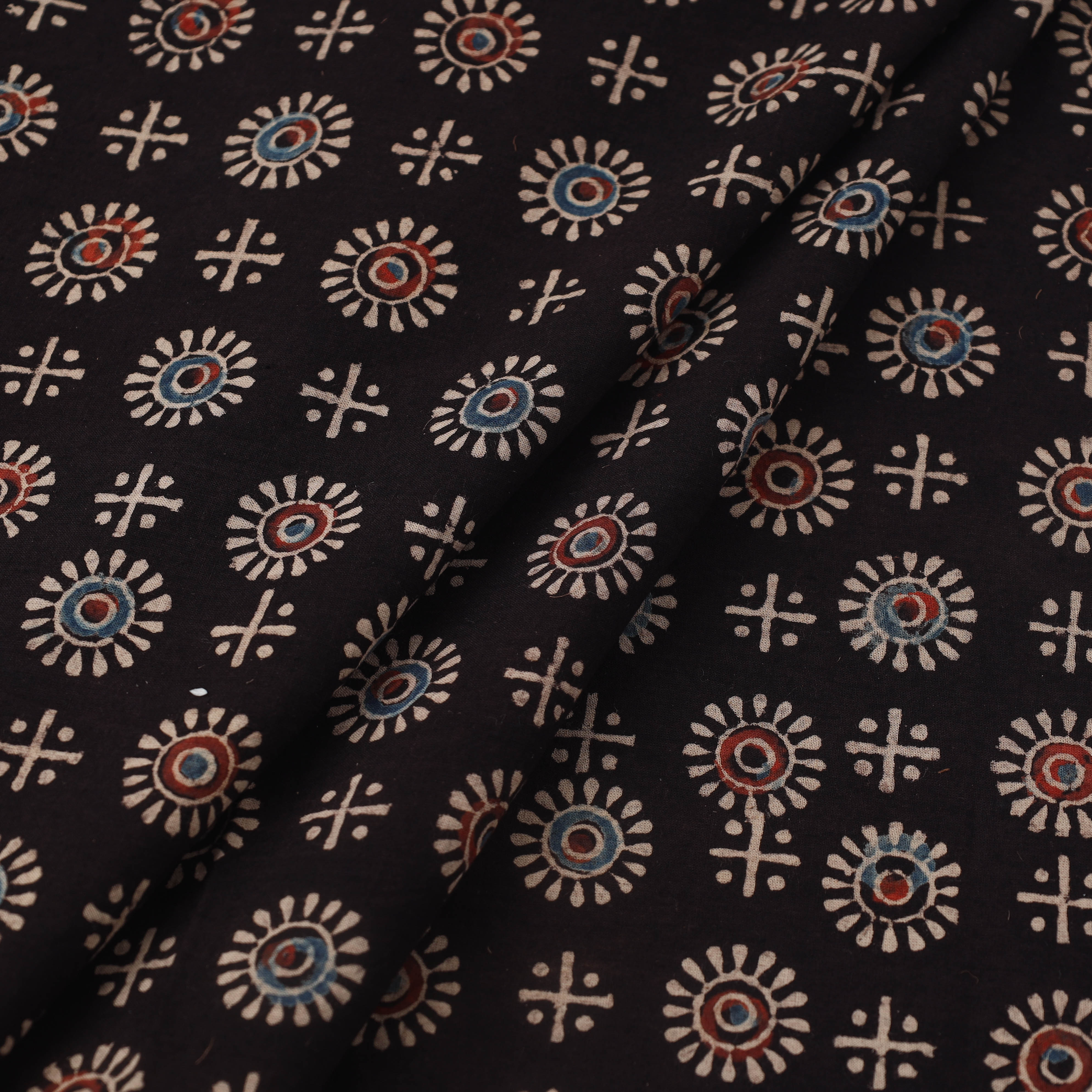KACHCHH JI CHHAAP Black - Block Print Cotton Natural Dyed Ajrakh Fabric 18 - view 2