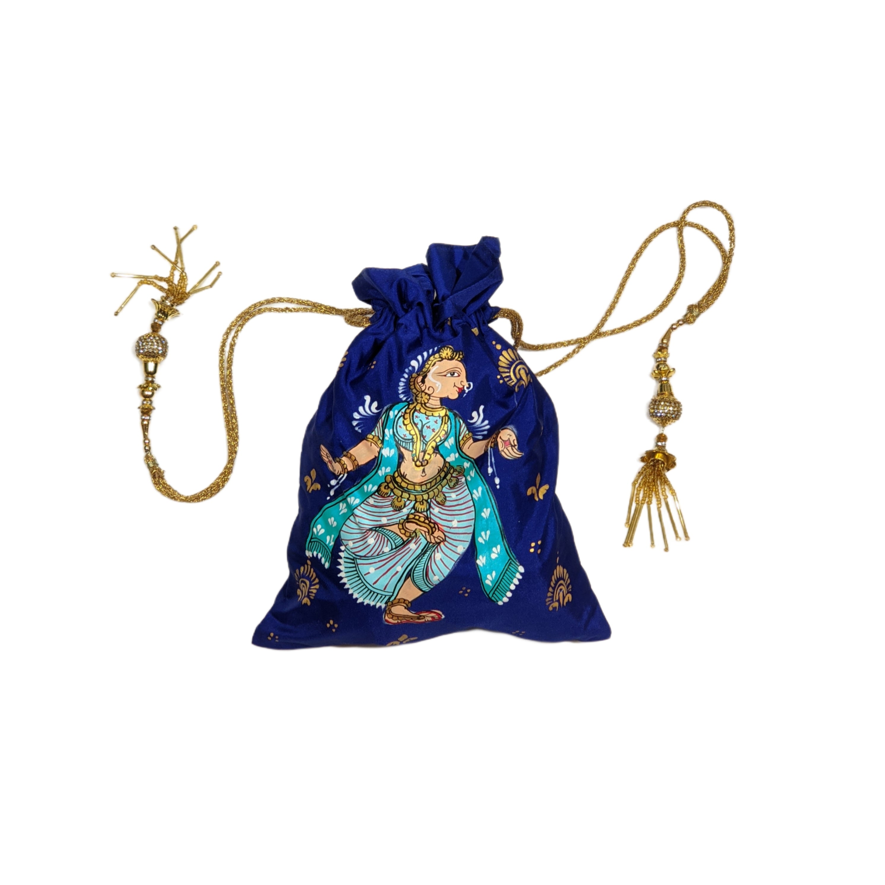 IndianVillèz Blue Nartaki Pattachitra Potli Bag