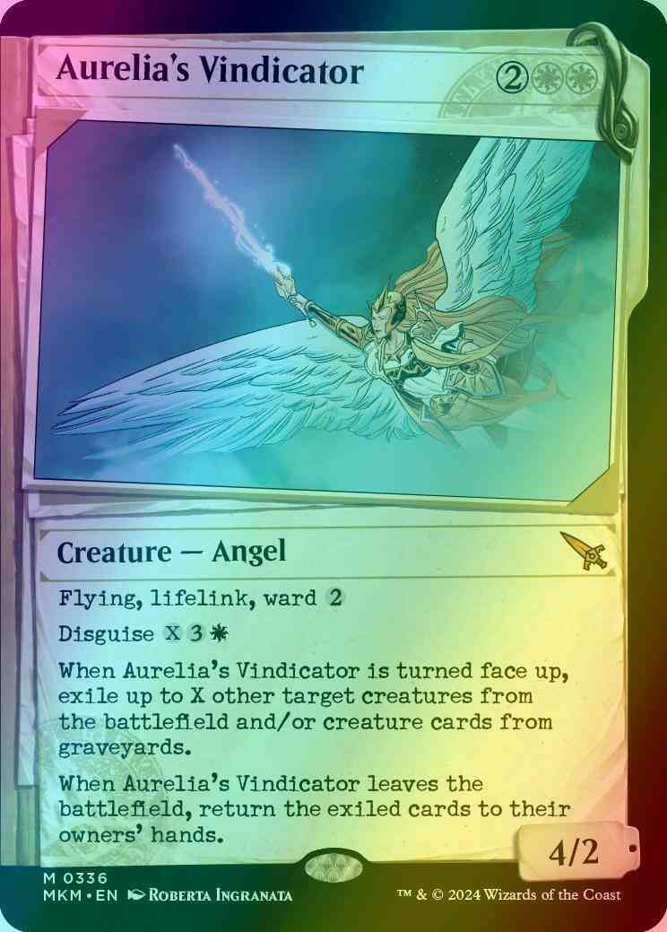 Vindicator 336 dossier – Magic Aurelia's Vindicator [336] [Dossier Showcase] [Murders at Karlov Manor] [Foil]