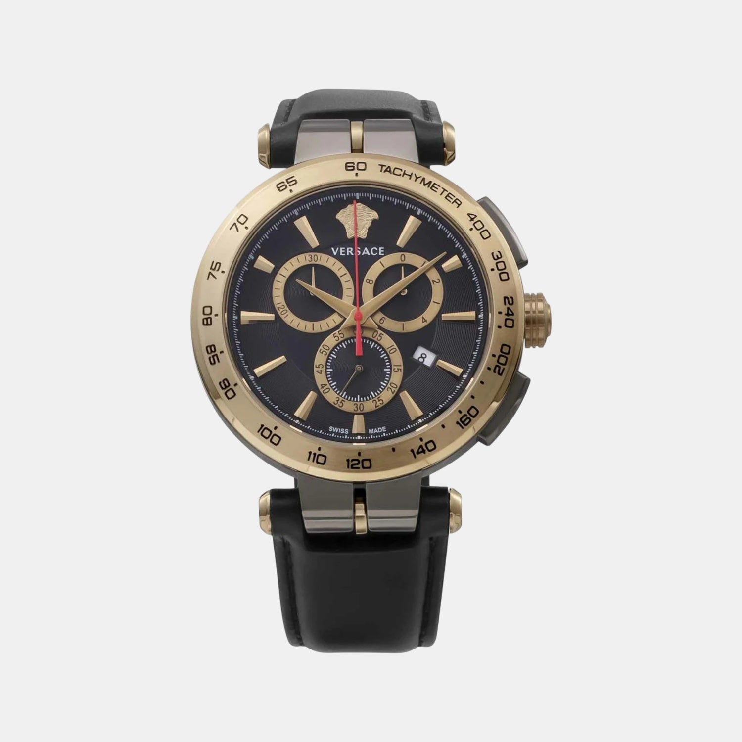 Versace Aion Men Quartz Black Dial Chronograph Leather Watch VE6CA0323