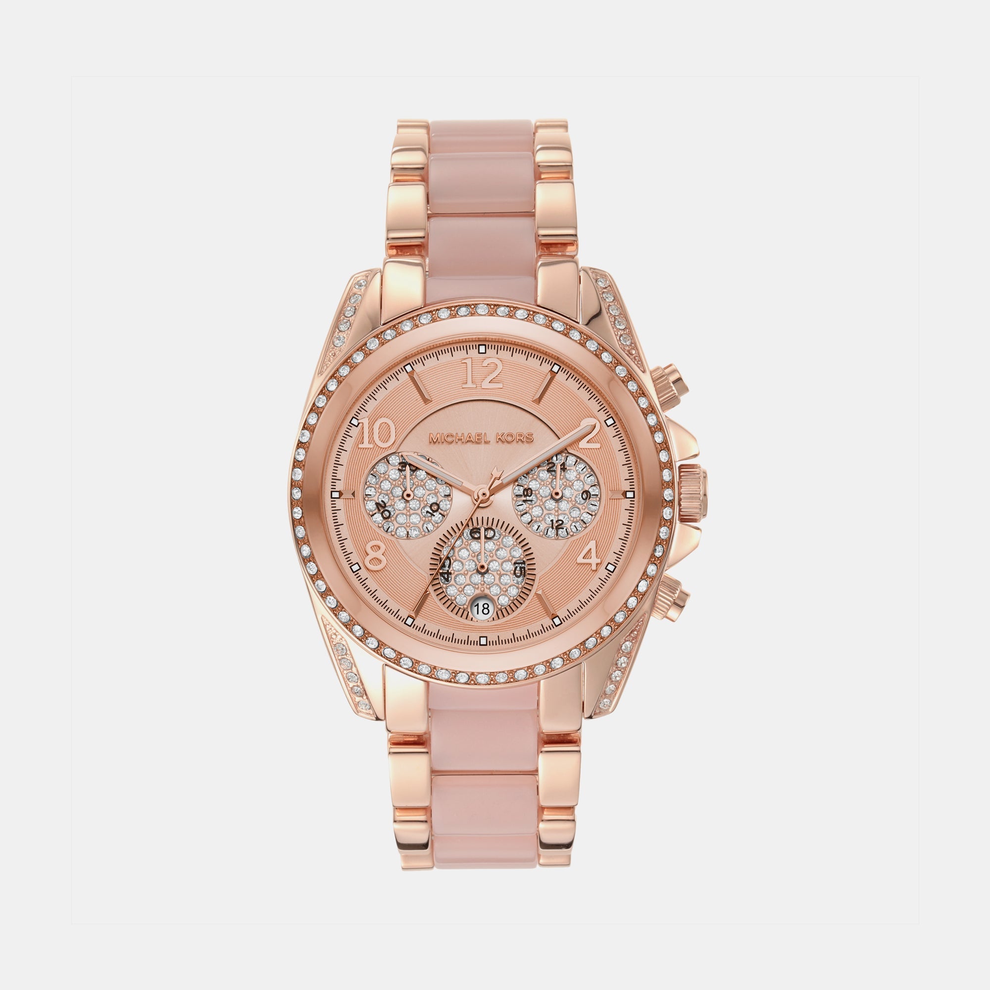 Michael Kors Blair Women Quartz Rose Gold Dial Chronograph Stainless Steel Watch MK6763