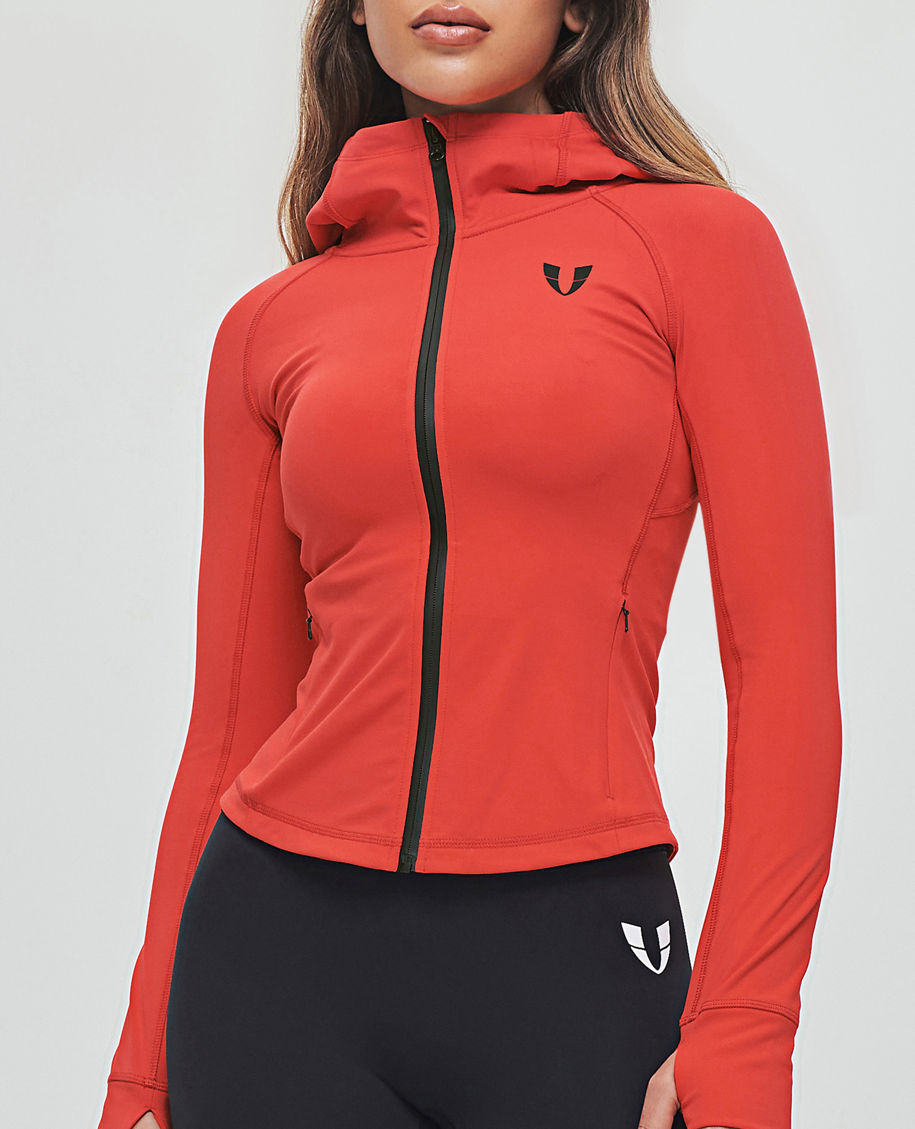 FIRM ABS Thin Fleece Zipper Hoodie - Red
