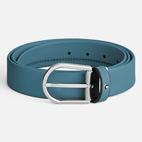 Montblanc Mont Blanc, Horseshoe Buckle Smoky Blue 35 mm Leather Belt