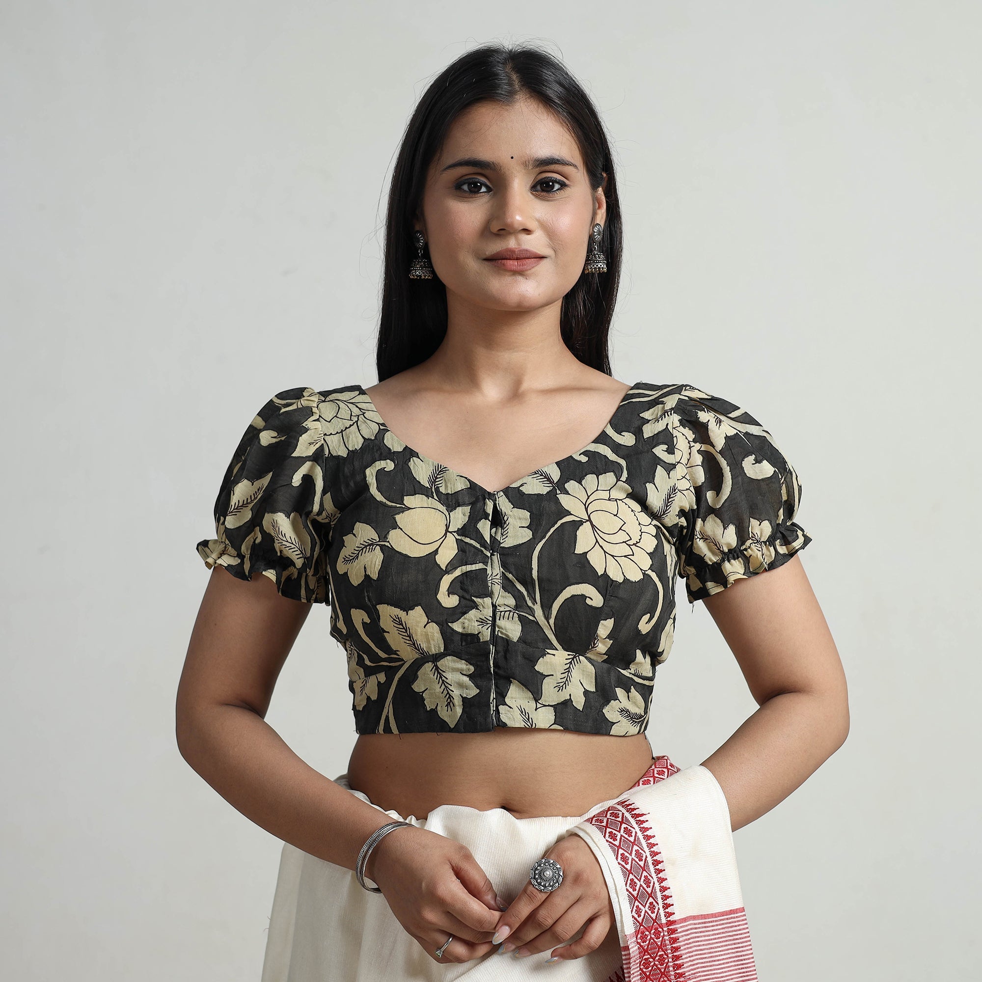ITOKRI CASUALS Black - Srikalahasti Handpainted Penwork Kalamkari Chanderi Silk Stitched Blouse 11 - view 2
